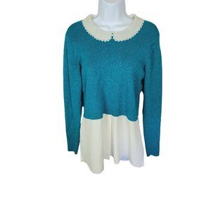 ELLE Collar Sweater set  Small Green ,blue,white  Solid top